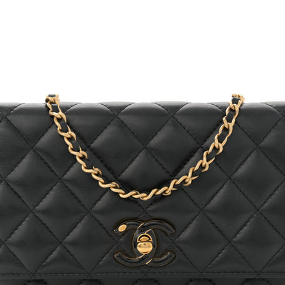 Chanel Shiny Lambskin Quilted Enamel Wallet On Chain WOC Black 8 of 13