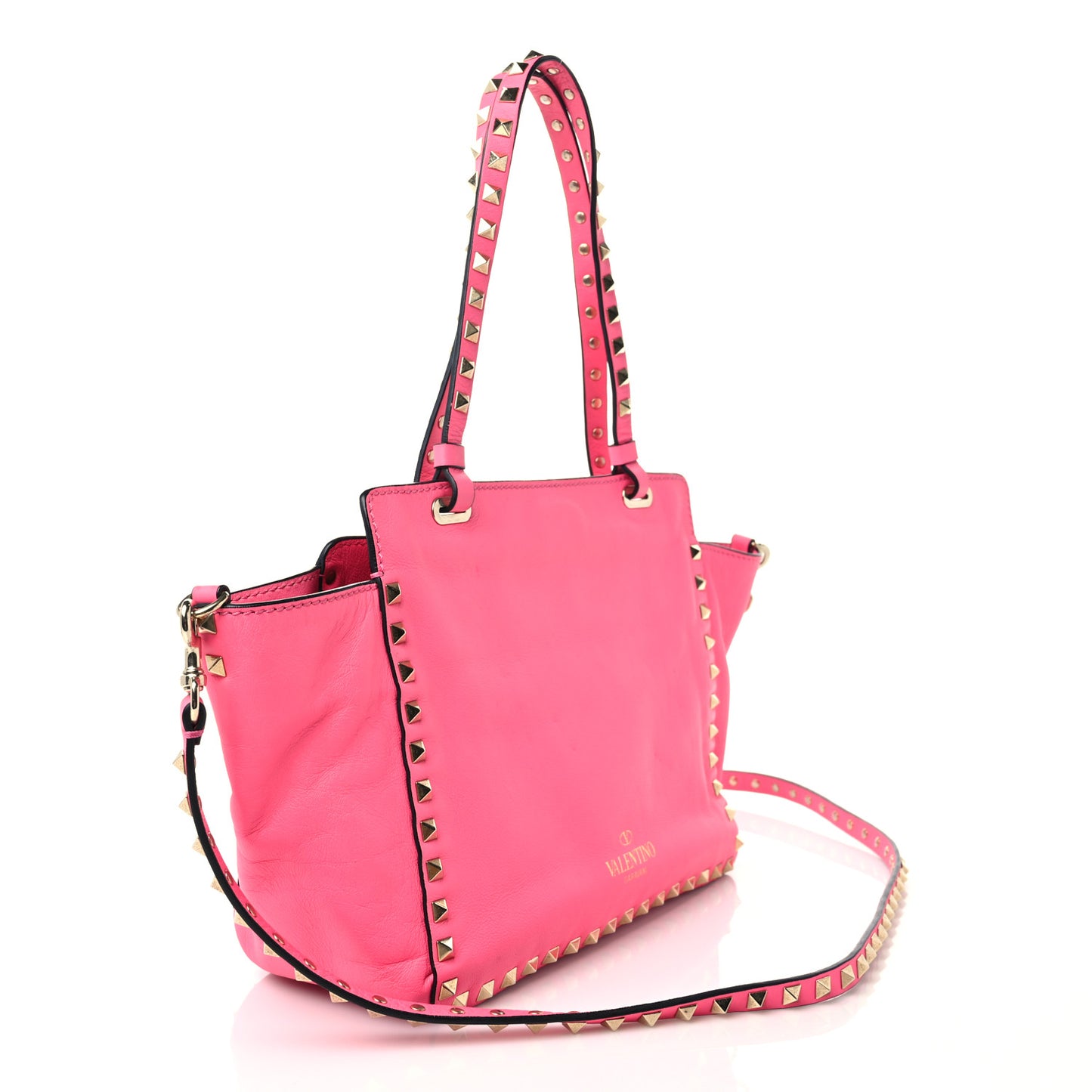 Vitello Small Rockstud Tote Fuxia Fluo