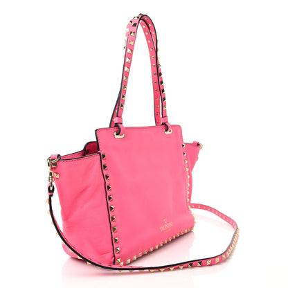 Valentino Garavani Vitello Small Rockstud Tote Fuxia Fluo 3 of 10