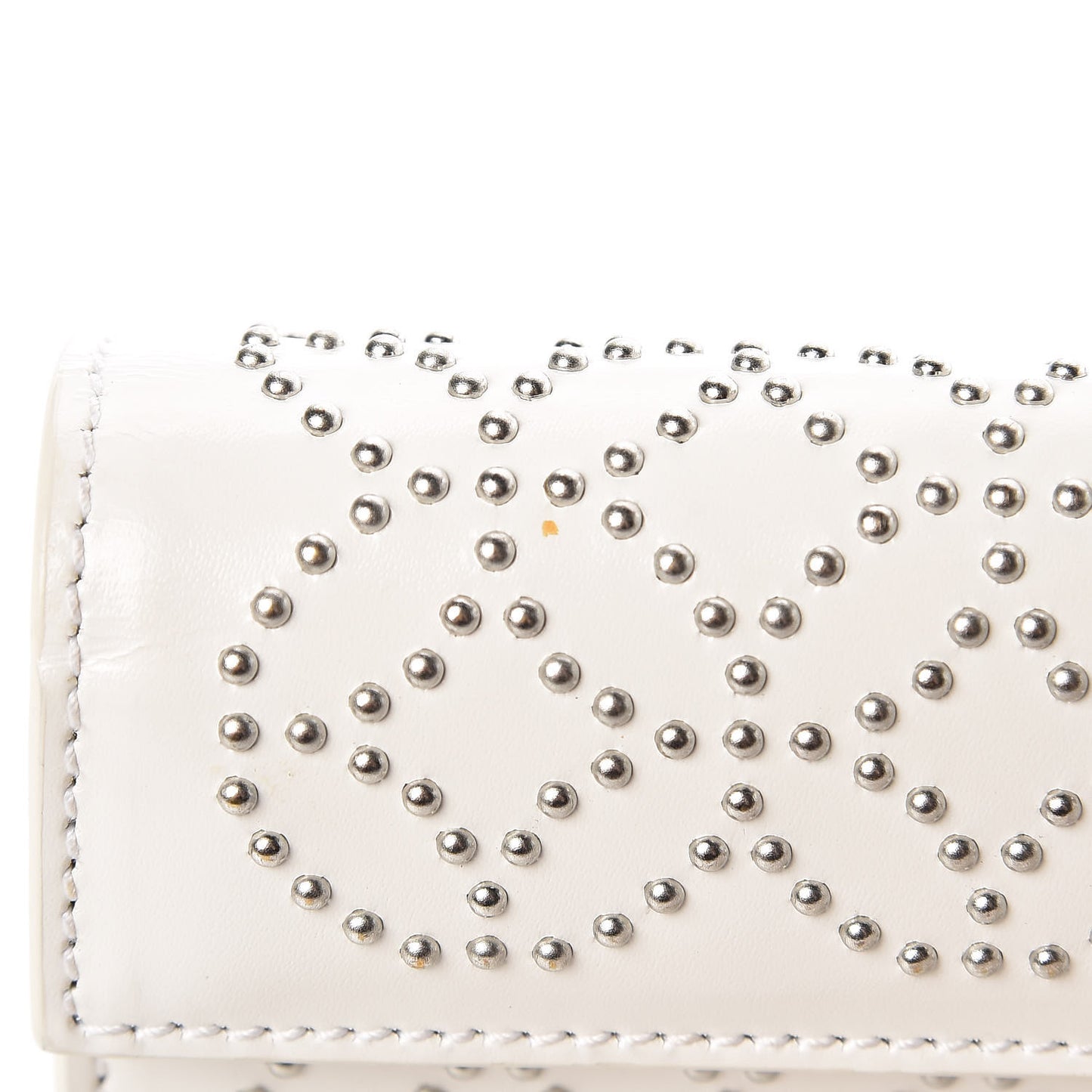 Calfskin Arabesque Studded Clutch White