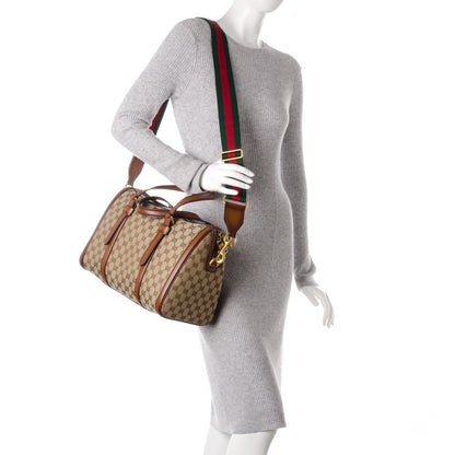 Gucci Monogram Medium Lady Web Boston Bag Beige Cuir 3 of 8