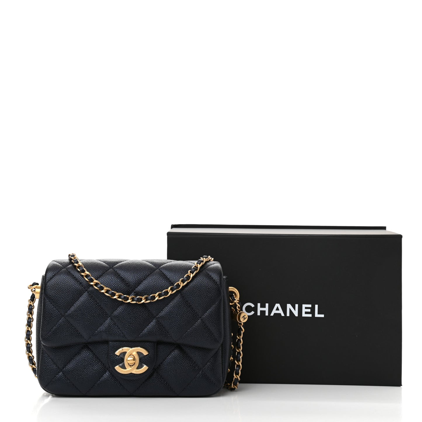 Iridescent Caviar Quilted Mini My Perfect Flap Black