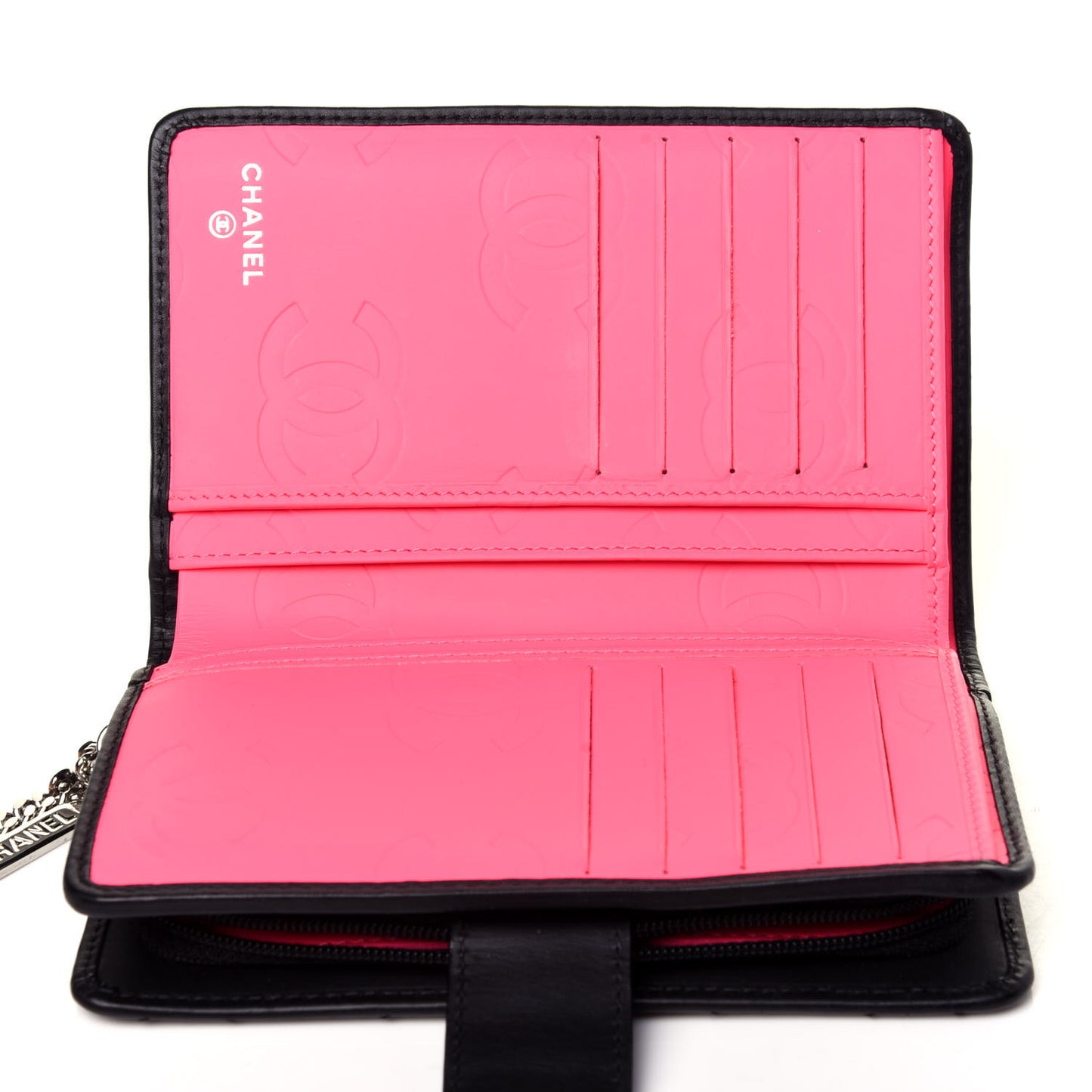 Calfskin Cambon Zipped Pocket Wallet Black