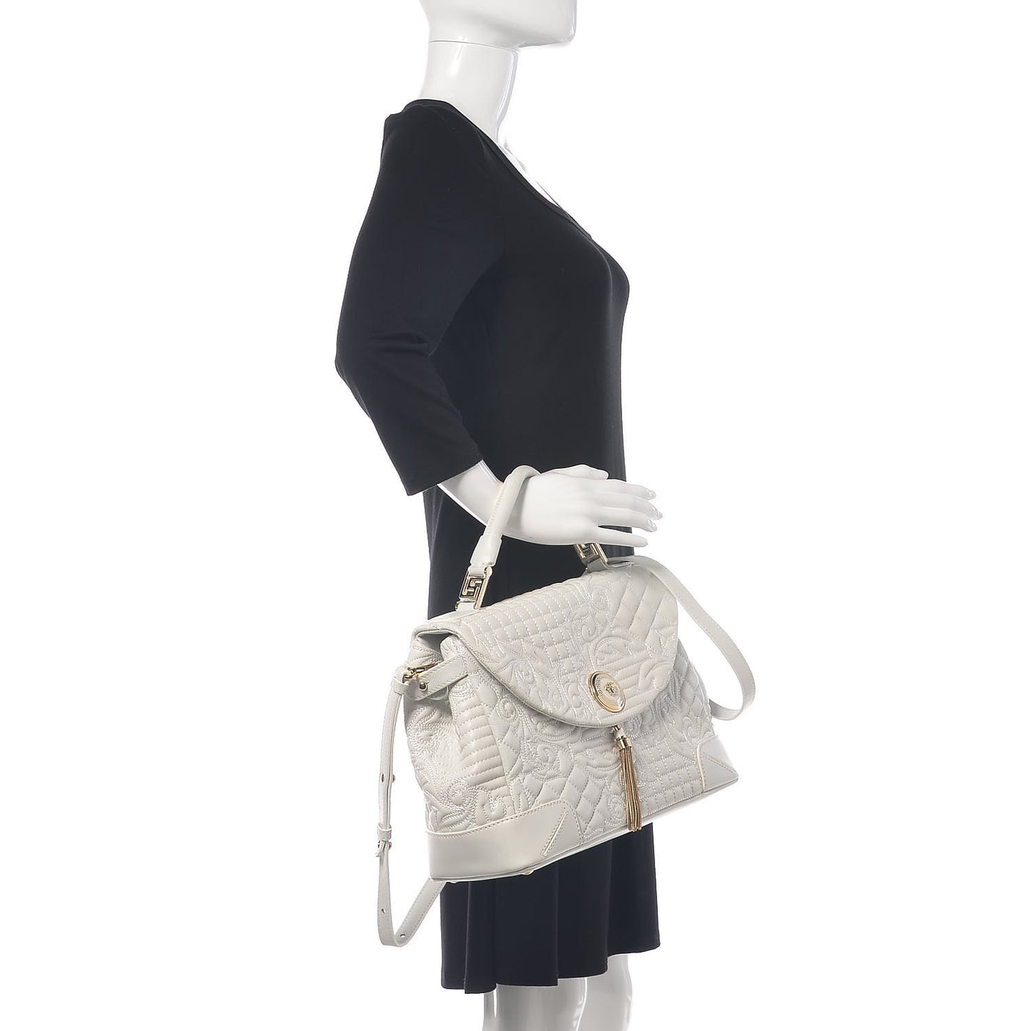 Nappa Barocco Quilted Altea Vanitas Satchel White