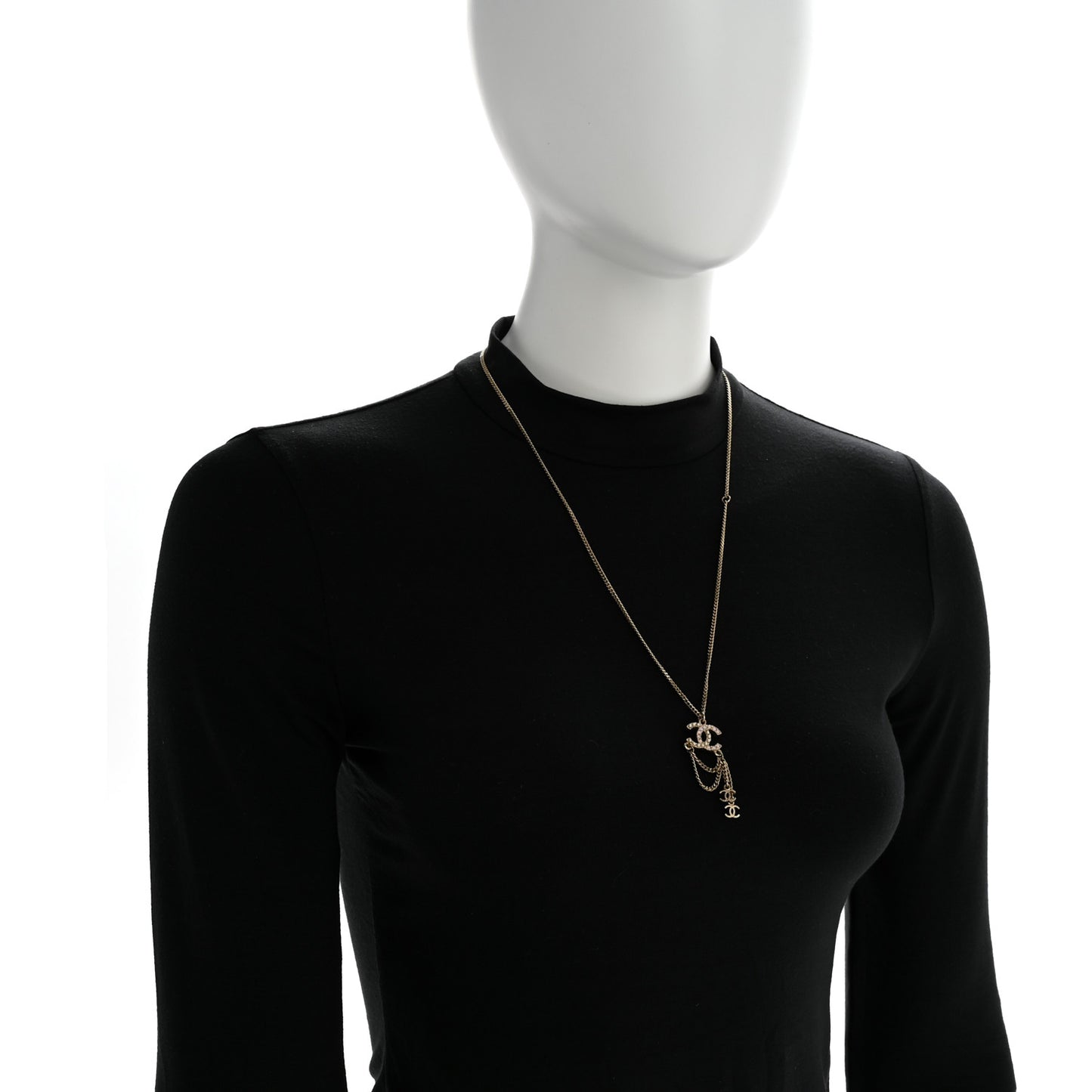 Pearl Crystal CC Chain Necklace Gold Pink