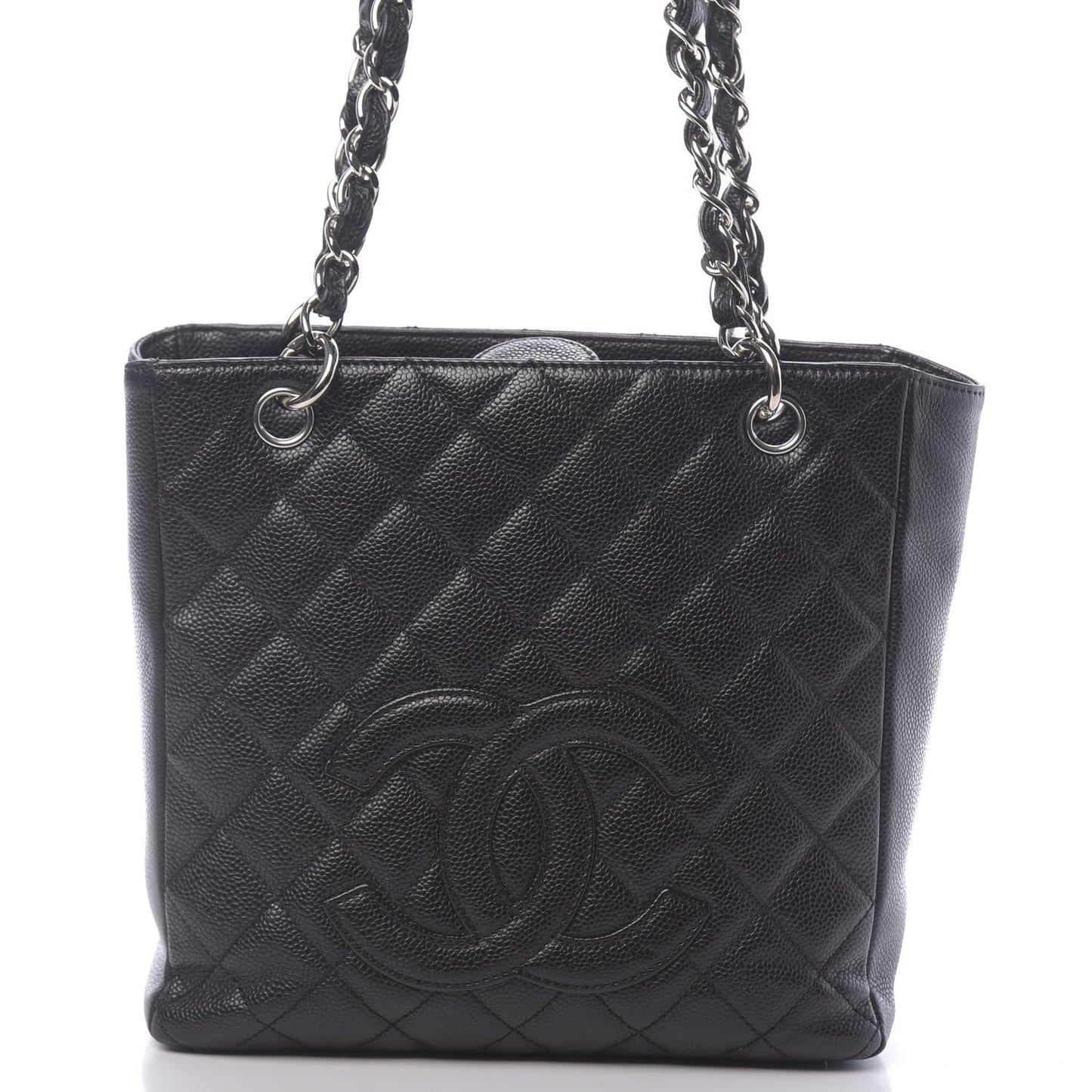 Caviar Quilted Petit Shopping Tote PST Black