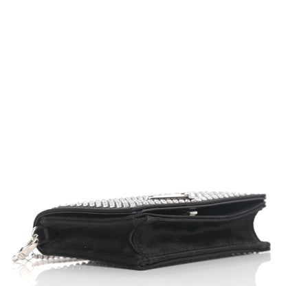Prada Satin Crystal Metal Triangle Logo Card Holder With Strap Cristal 4 of 10