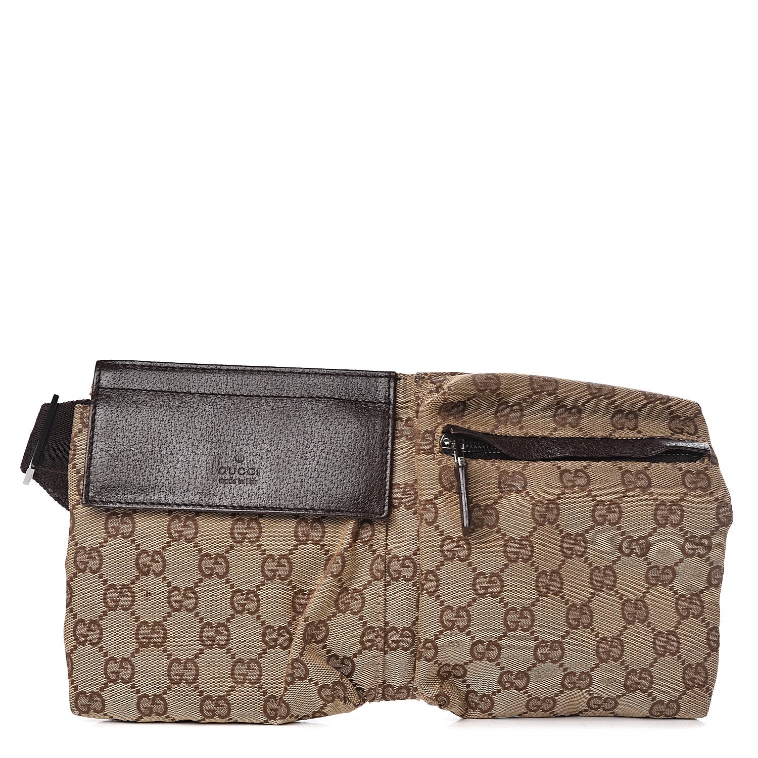 Gucci GG Monogram Double Pocket Belt Bag Dark Brown 1 of 10