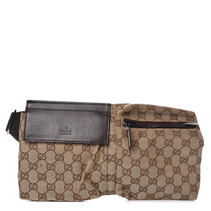 Gucci GG Monogram Double Pocket Belt Bag Dark Brown 1 of 10