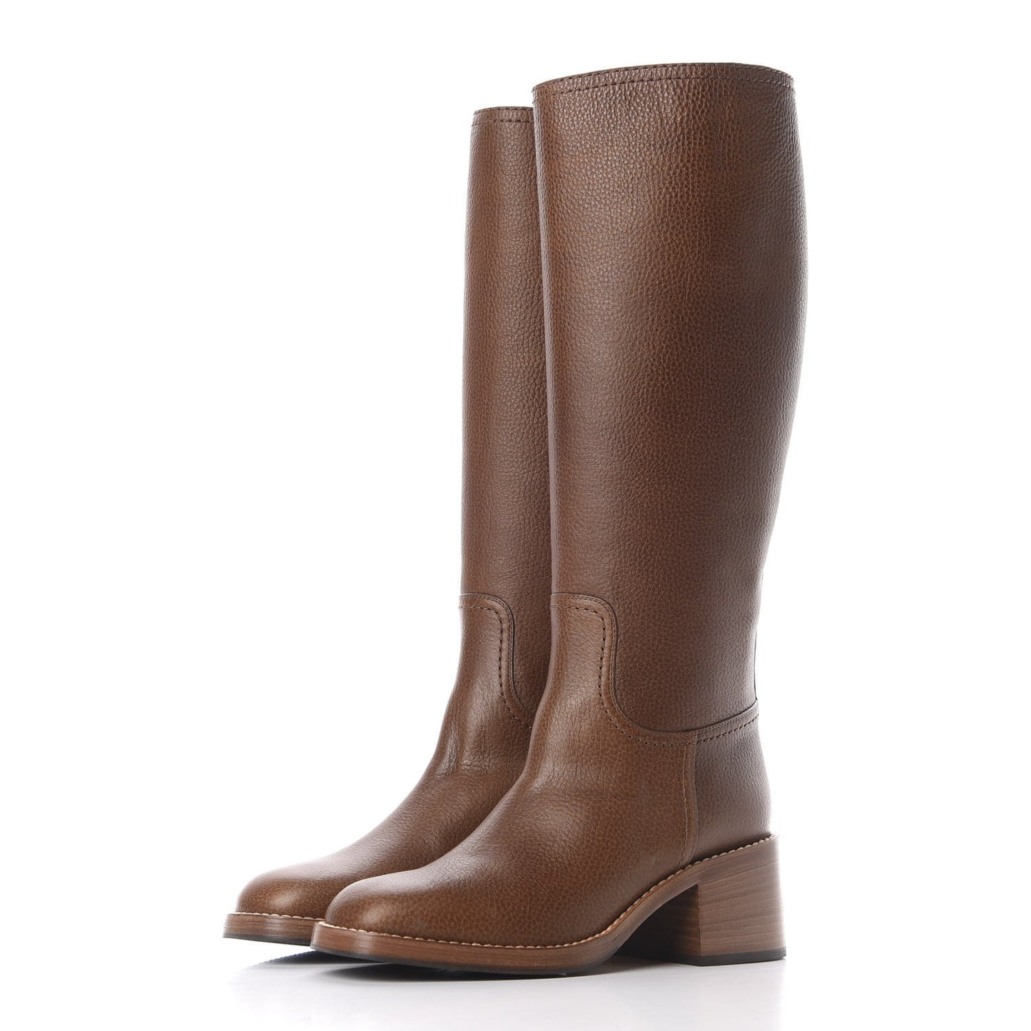 GG Monogram Calfskin Lola Tall Boots 38 Beige Ruggine Cuir