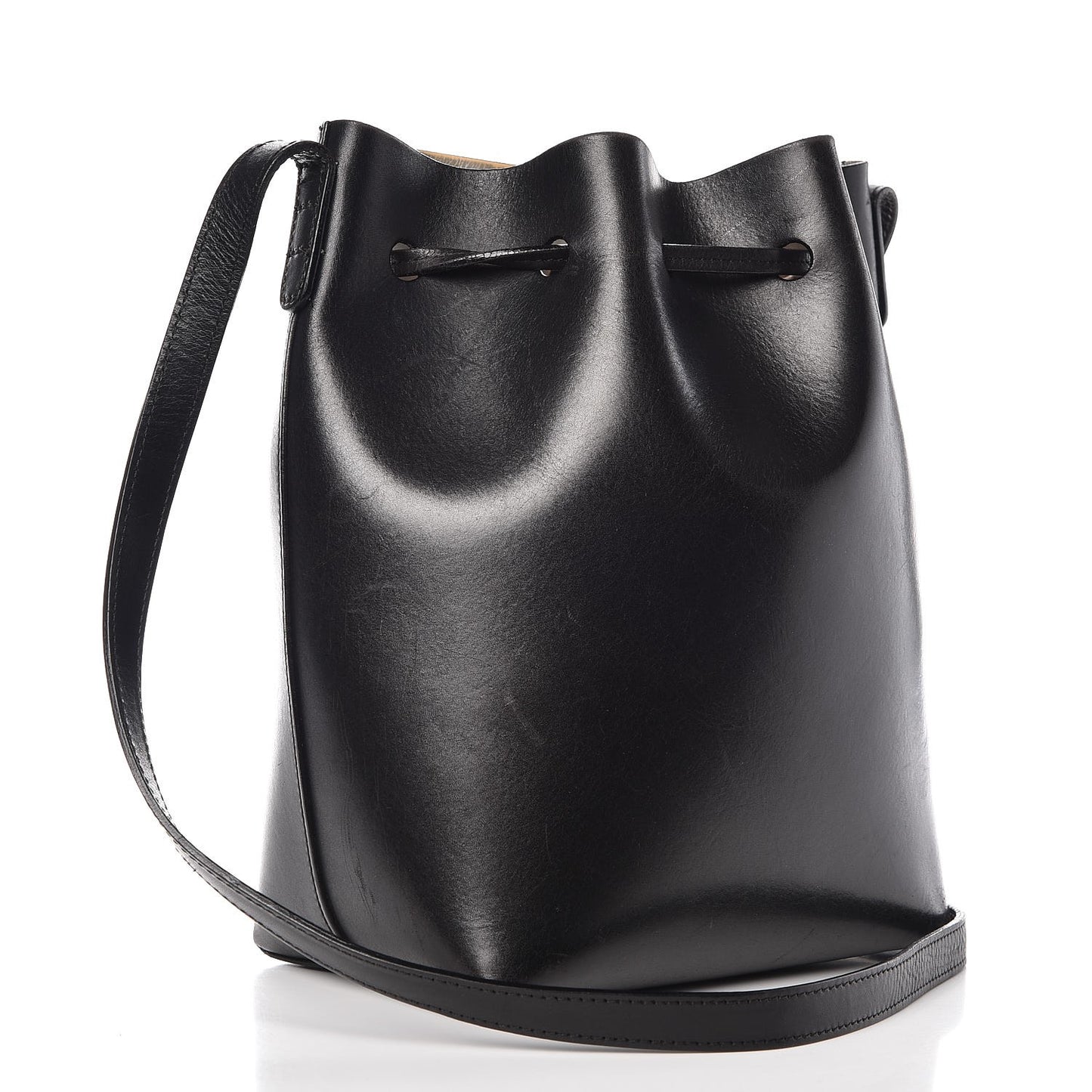 Calfskin Mini Bucket Bag Black Argento