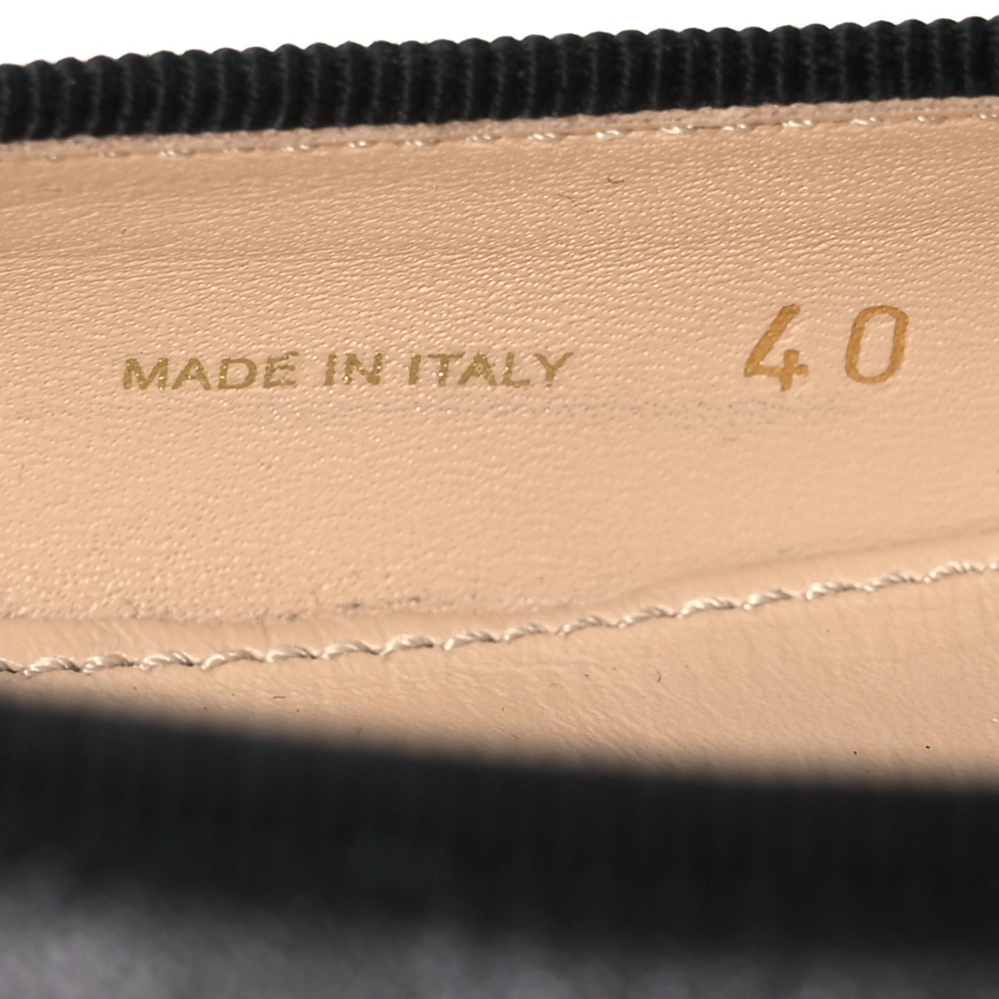 Nappa Vernice Cap Toe Logo Bow Ballerina Flats 40 Black