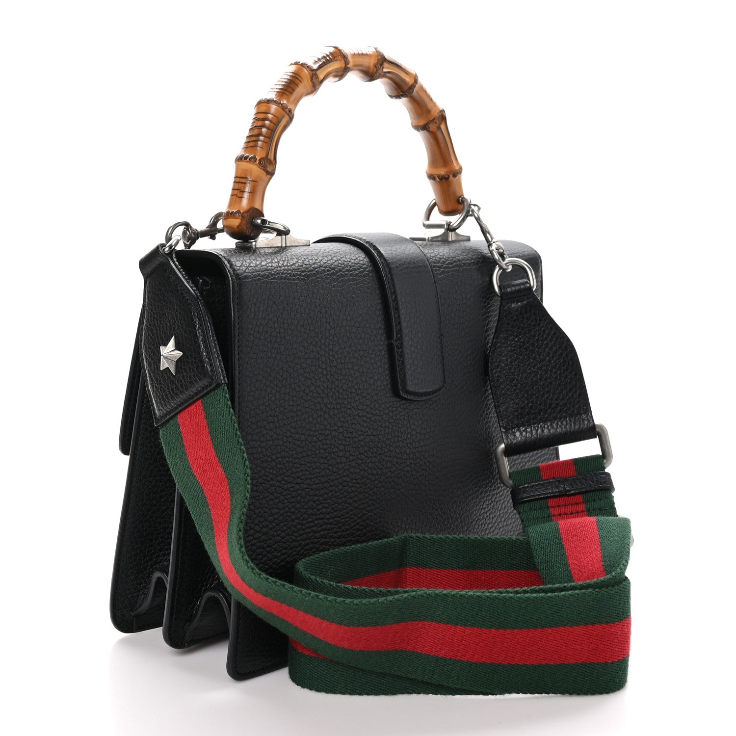 Gucci Dollar Calfskin Crystal Web Medium Dionysus Bamboo Top Handle Bag Black Black Diamond 3 of 13