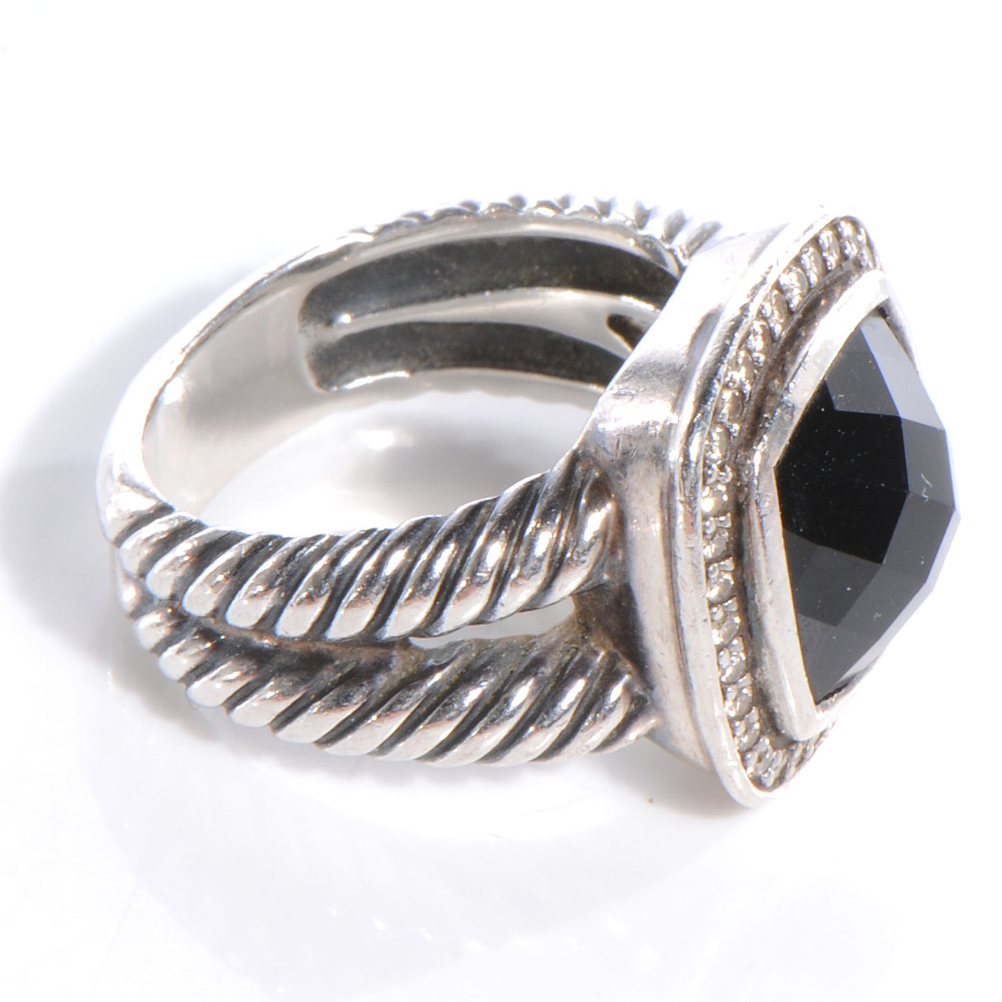Sterling Silver Diamond Black Onyx 7mm Petite Albion Ring 54 7