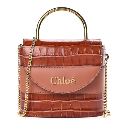 Chloe Calfskin Crocodile Embossed Small Aby Lock Chestnut Brown 1 of 7