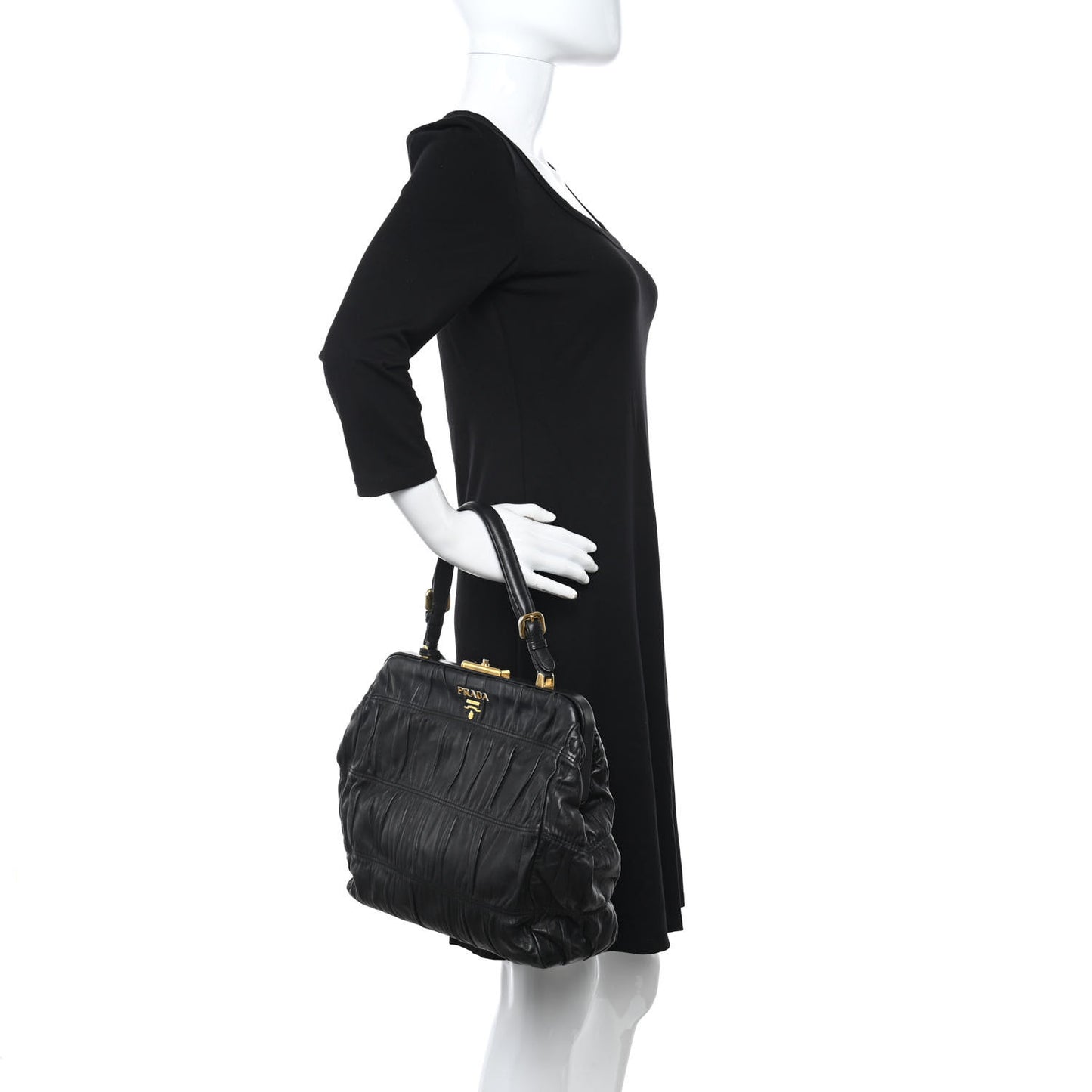 Nappa Dressy Gaufre Framed Tote Black