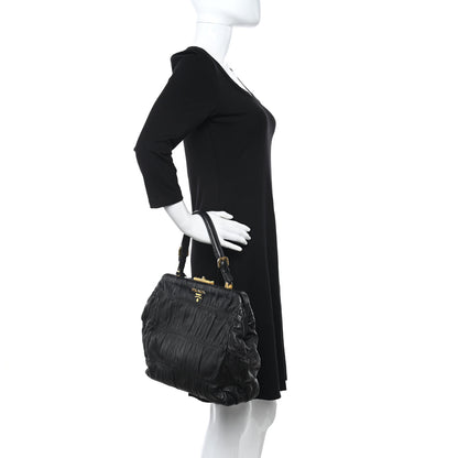 Prada Nappa Dressy Gaufre Framed Tote Black 2 of 11