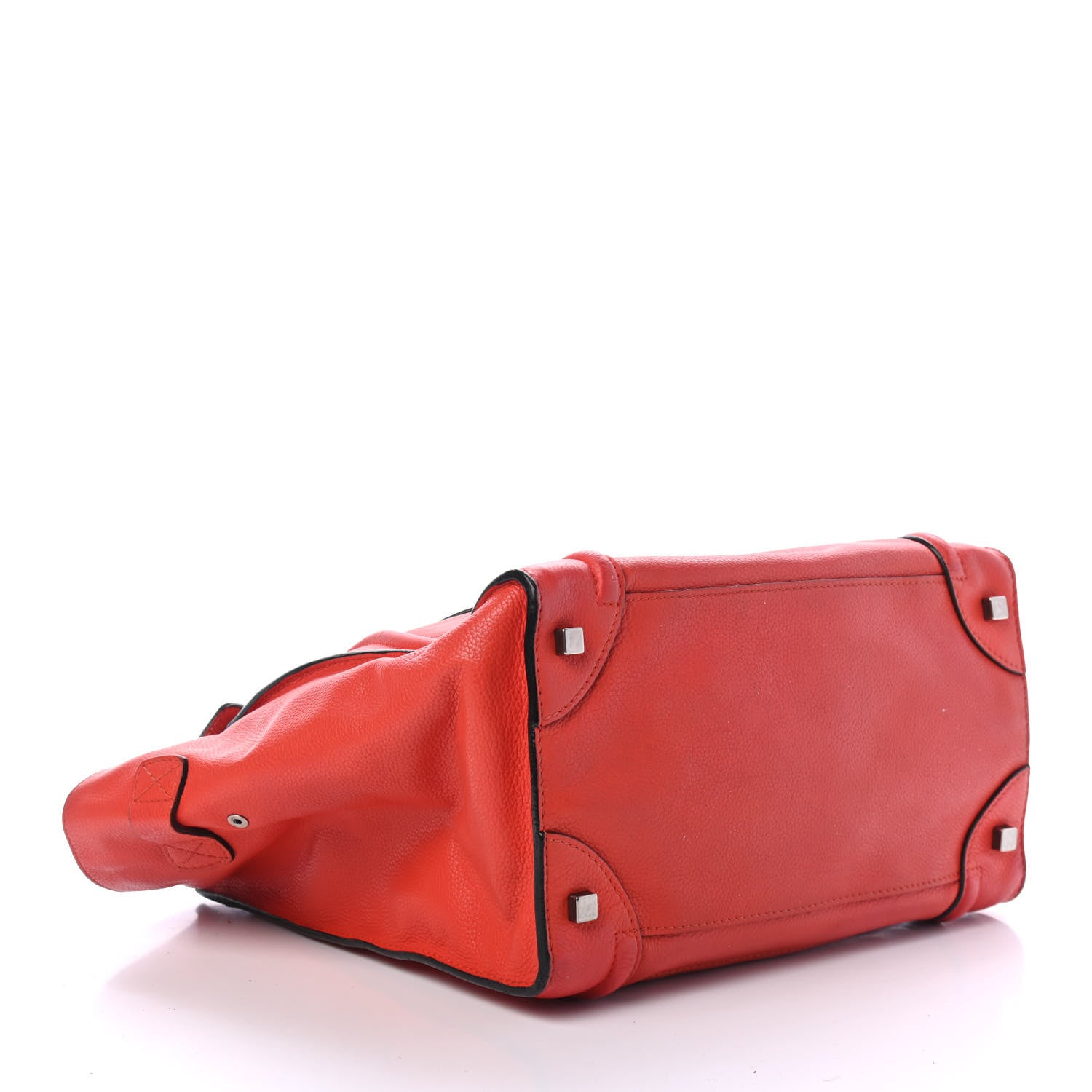 Celine Drummed Calfskin Mini Luggage Vermillion 3 of 4