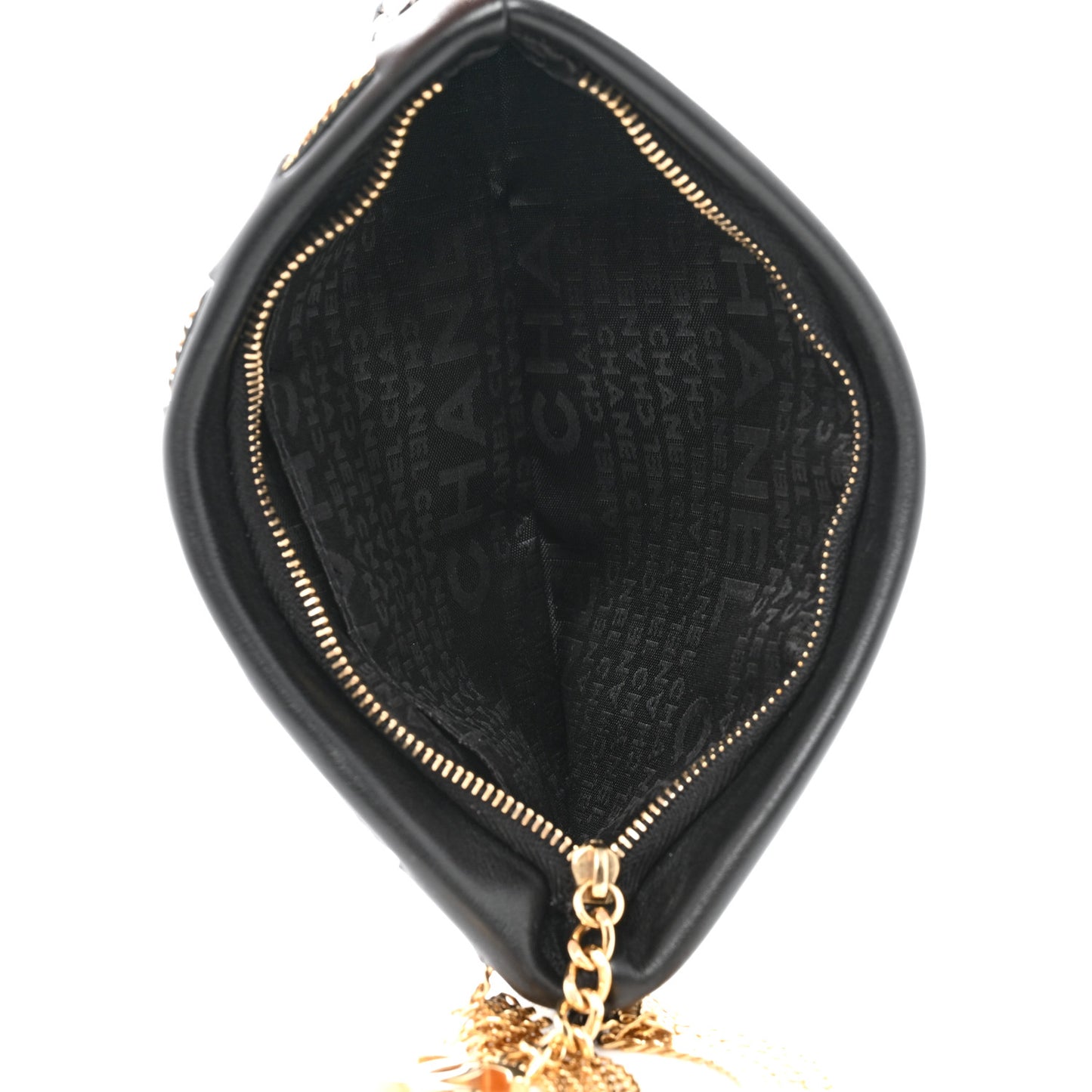 Lambskin Chain Wristlet Black
