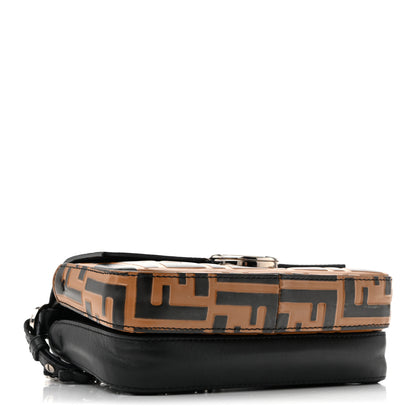 Fendi Vitello Dolce F is Fendi FF Embossed Micro Double Baguette Tobacco Black 4 of 12