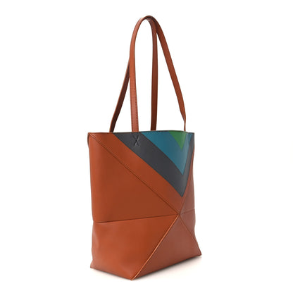 Loewe x Albers Calfskin Medium Puzzle Fold Tote Caramel Bright Green 3 of 10