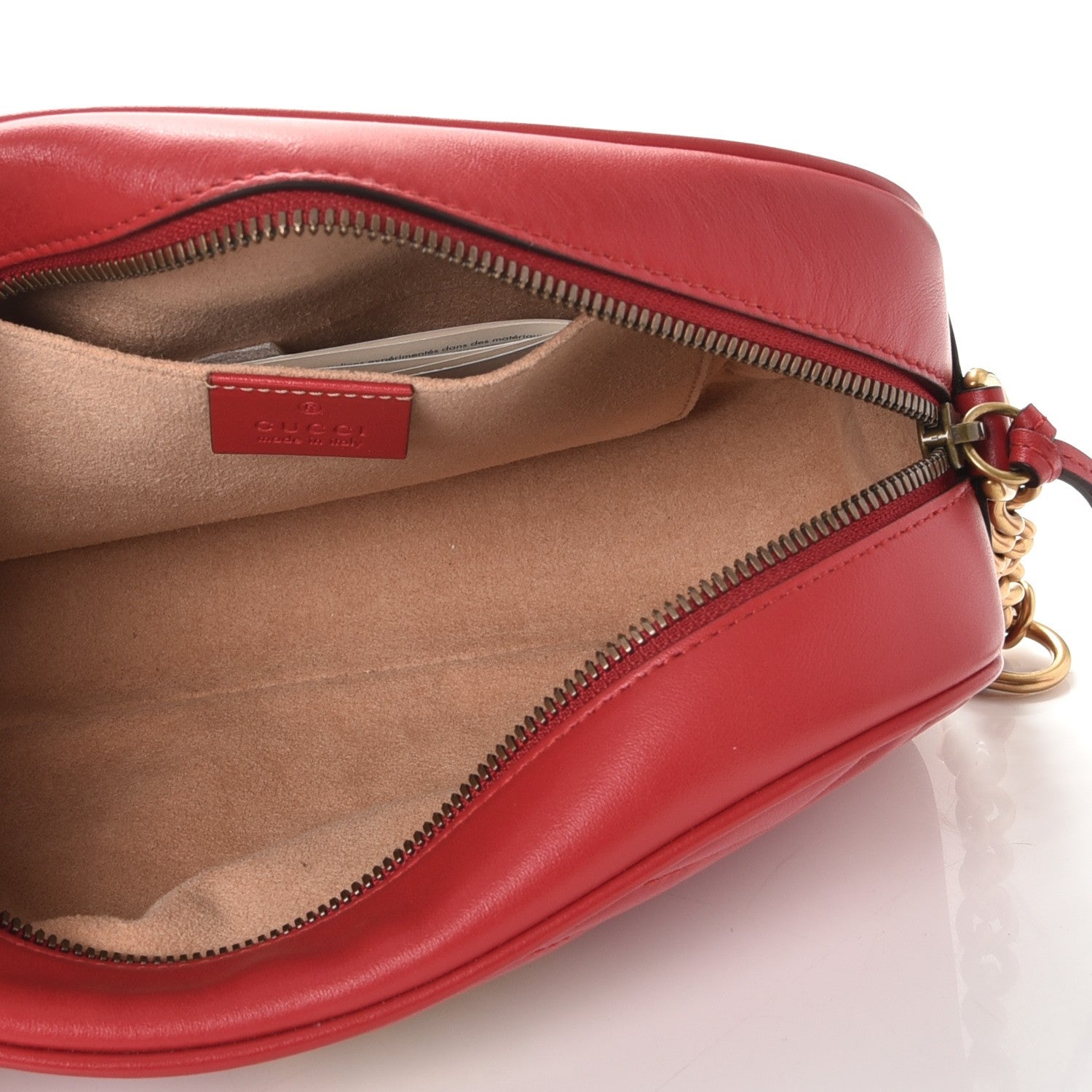 Gucci Calfskin Matelasse Small GG Marmont Chain Shoulder Bag Hibiscus Red 5 of 7