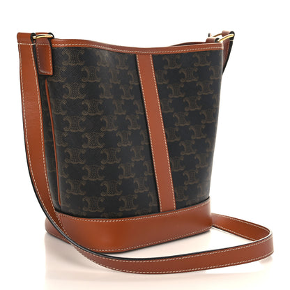Celine Triomphe Canvas Calfskin Small Bucket Bag Tan 3 of 8