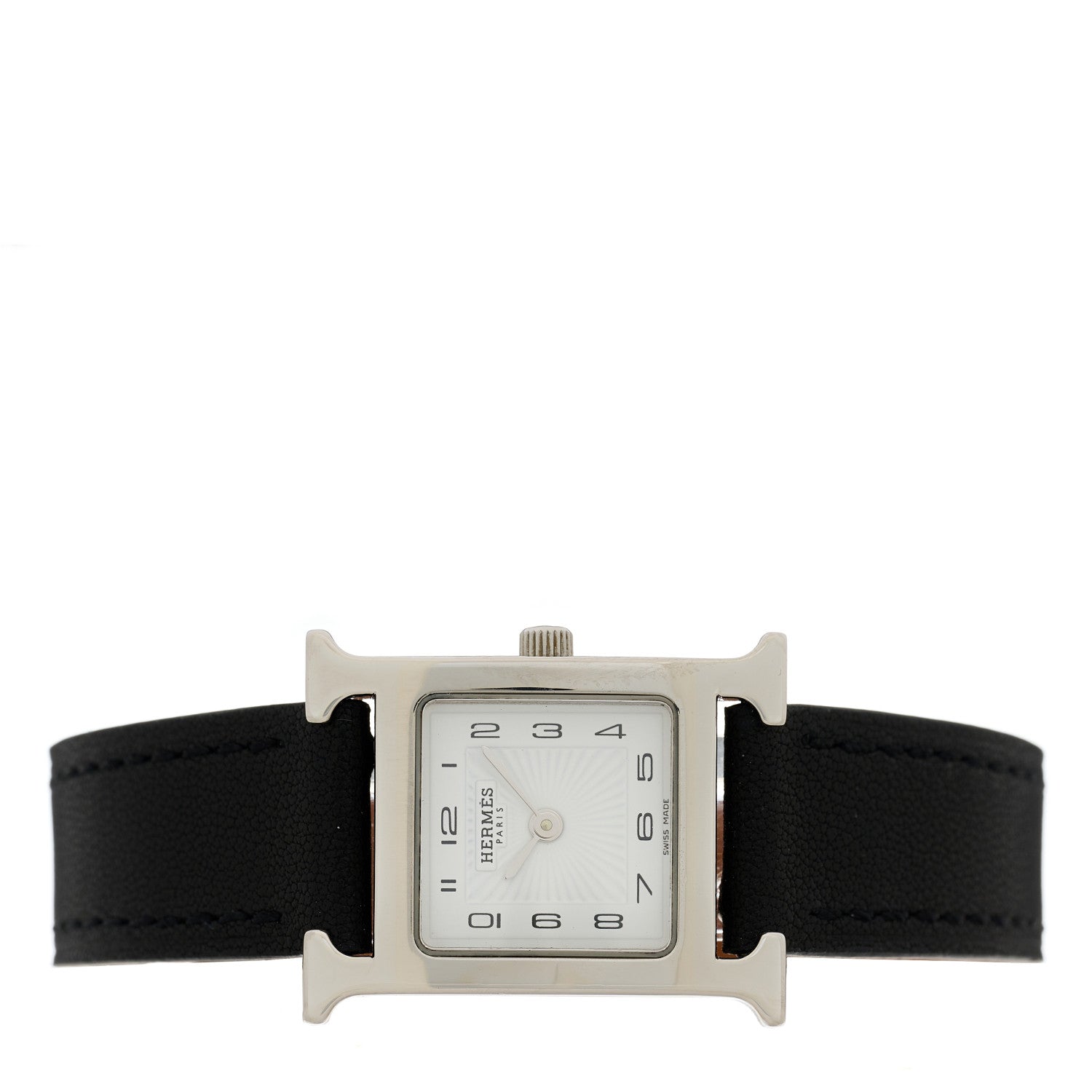 Hermes Stainless Steel Barenia 21mm Heure H Hour Quartz Watch Noir 3 of 4