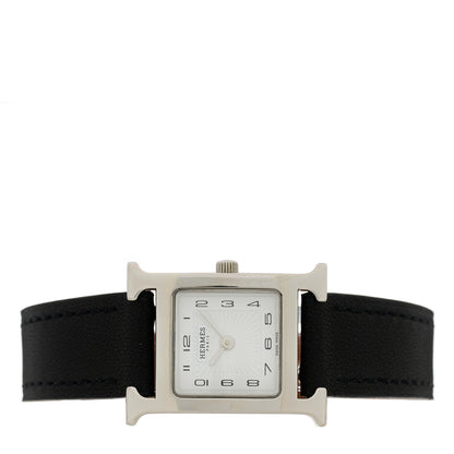 Hermes Stainless Steel Barenia 21mm Heure H Hour Quartz Watch Noir 3 of 4