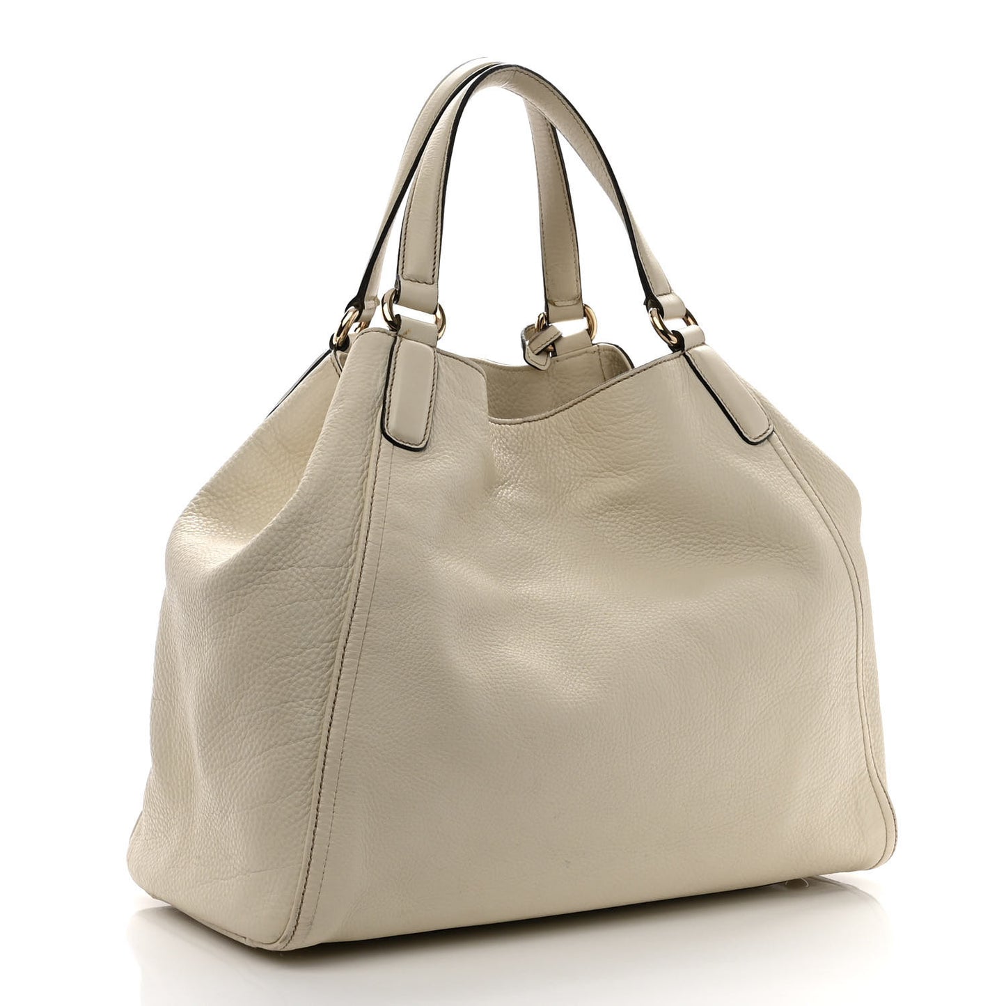 Pebbled Calfskin Medium Soho Shoulder Bag Off White