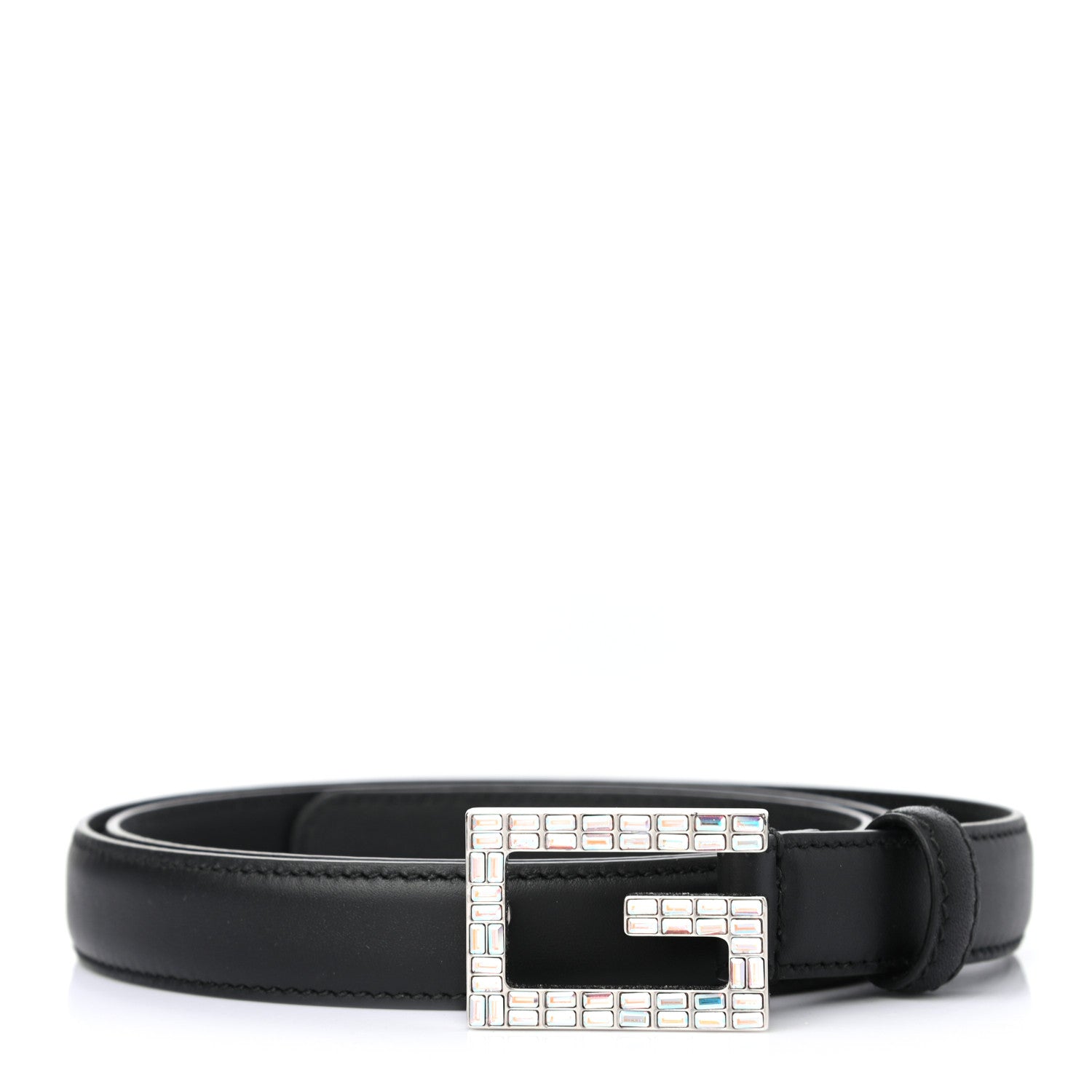 Gucci Moon Calfskin Crystal Square G Madelyn 20mm Belt 90 36 Black 1 of 4