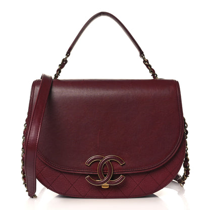 Chanel Shiny Calfskin Goatskin Quilted Medium Coco Curve Messenger Flap Burgundy 1 of 12