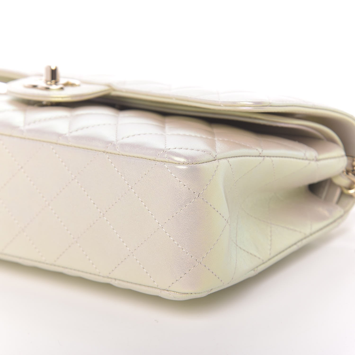 Chanel Iridescent Lambskin Quilted Medium Double Flap Ivory 9 of 10