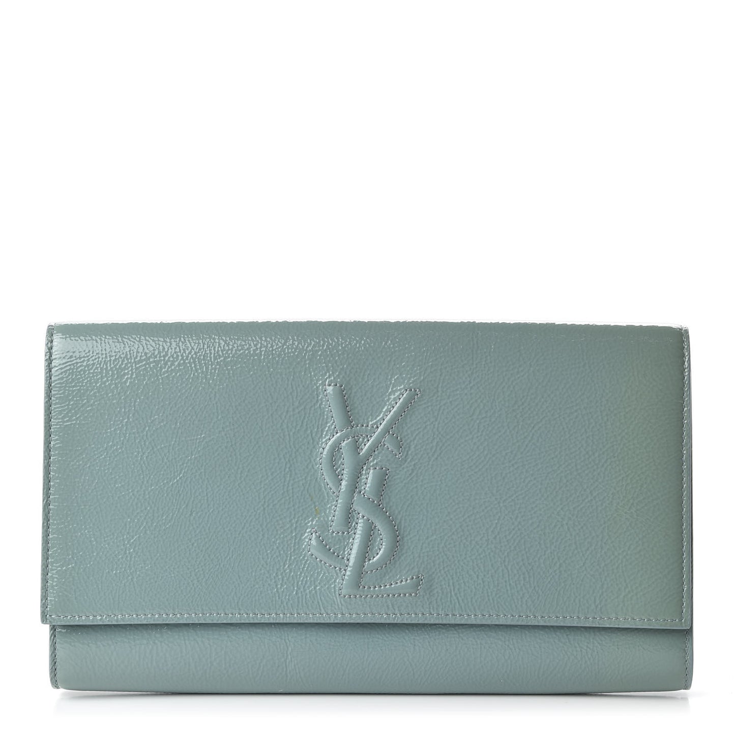 Textured Patent Large Belle De Jour Clutch Light Blue