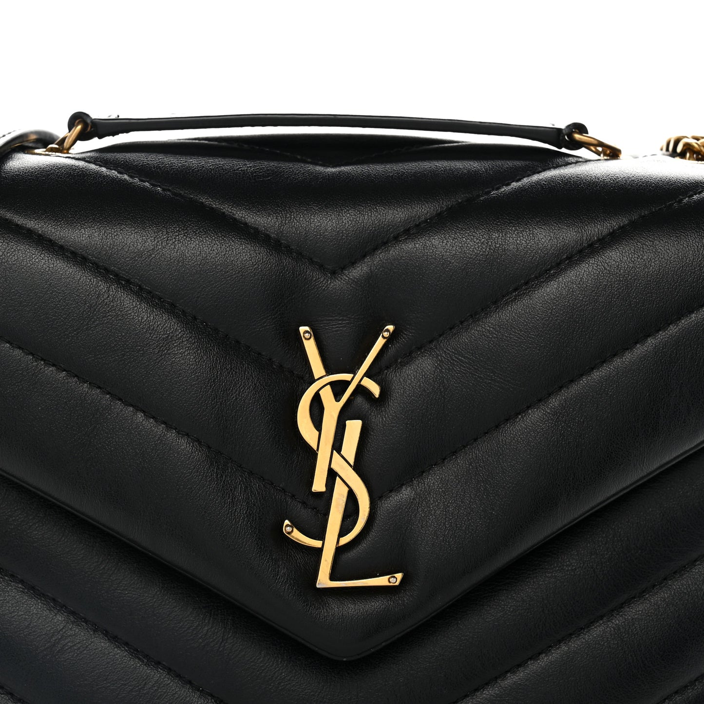 Calfskin Y Quilted Monogram Small Loulou Chain Satchel Black