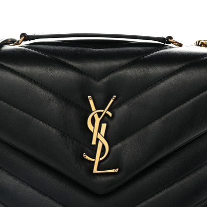Saint Laurent Calfskin Y Quilted Monogram Small Loulou Chain Satchel Black 7 of 11