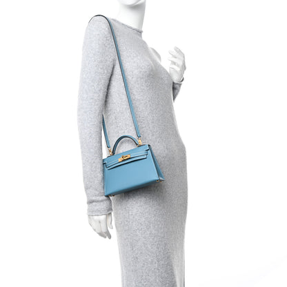 Hermes Epsom Mini Kelly Sellier 20 New Blue Jean 2 of 10