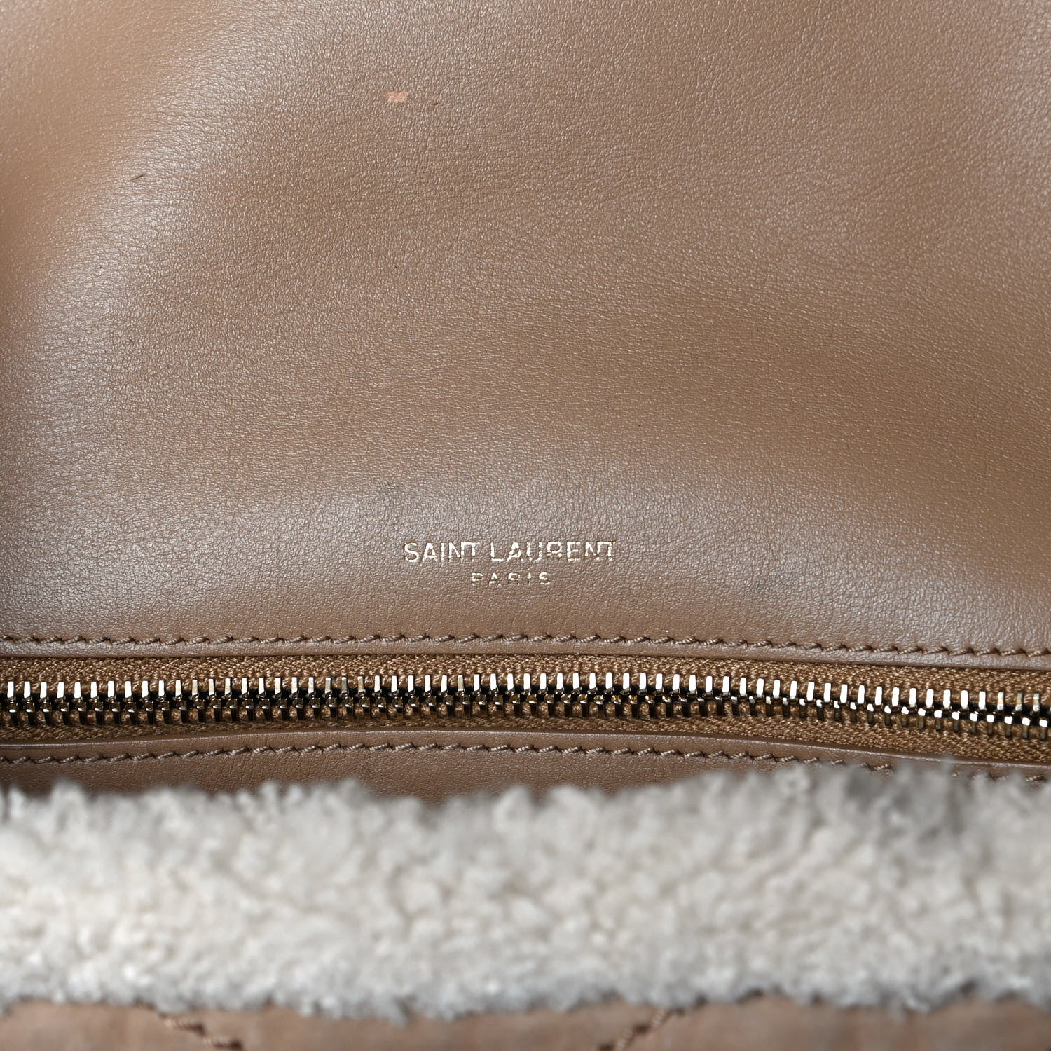 Saint Laurent Nubuck Shearling Monogram Medium Niki Chain Satchel Ivory Natural Tan 6 of 11