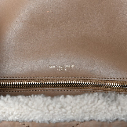 Saint Laurent Nubuck Shearling Monogram Medium Niki Chain Satchel Ivory Natural Tan 6 of 11