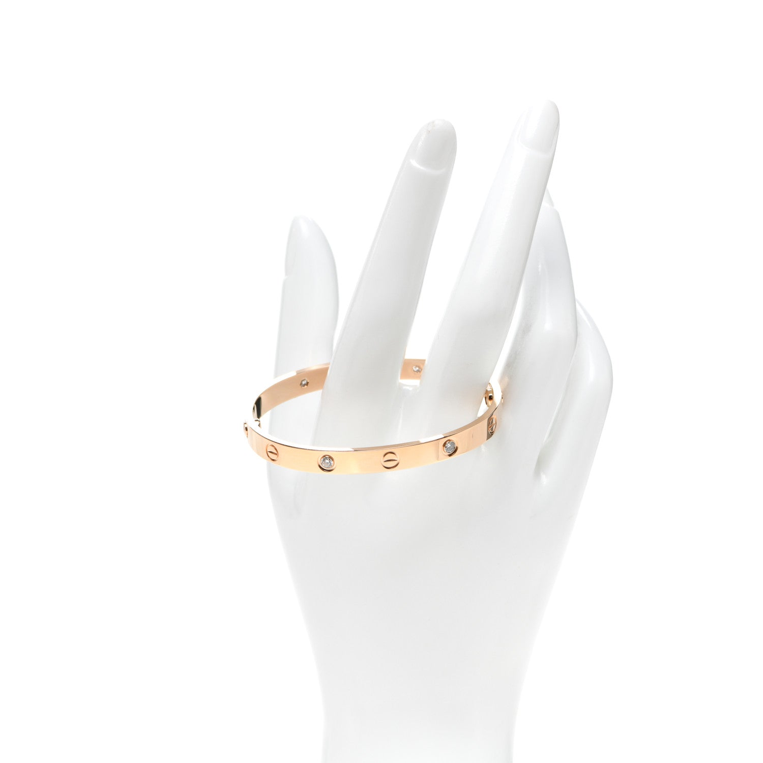 Cartier 18K Pink Gold 4 Diamond LOVE Bracelet 17 2 of 7