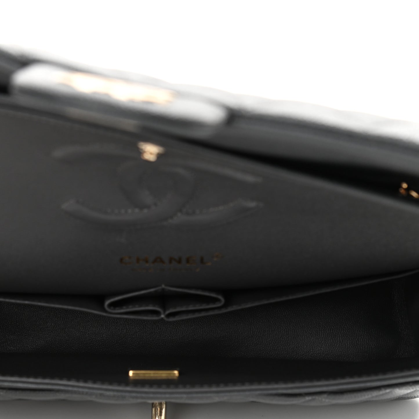 Caviar Quilted Medium Double Flap Dark Grey