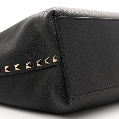 Valentino Garavani Grainy Calfskin Medium Rockstud Tote Black Rose Quartz 9 of 12