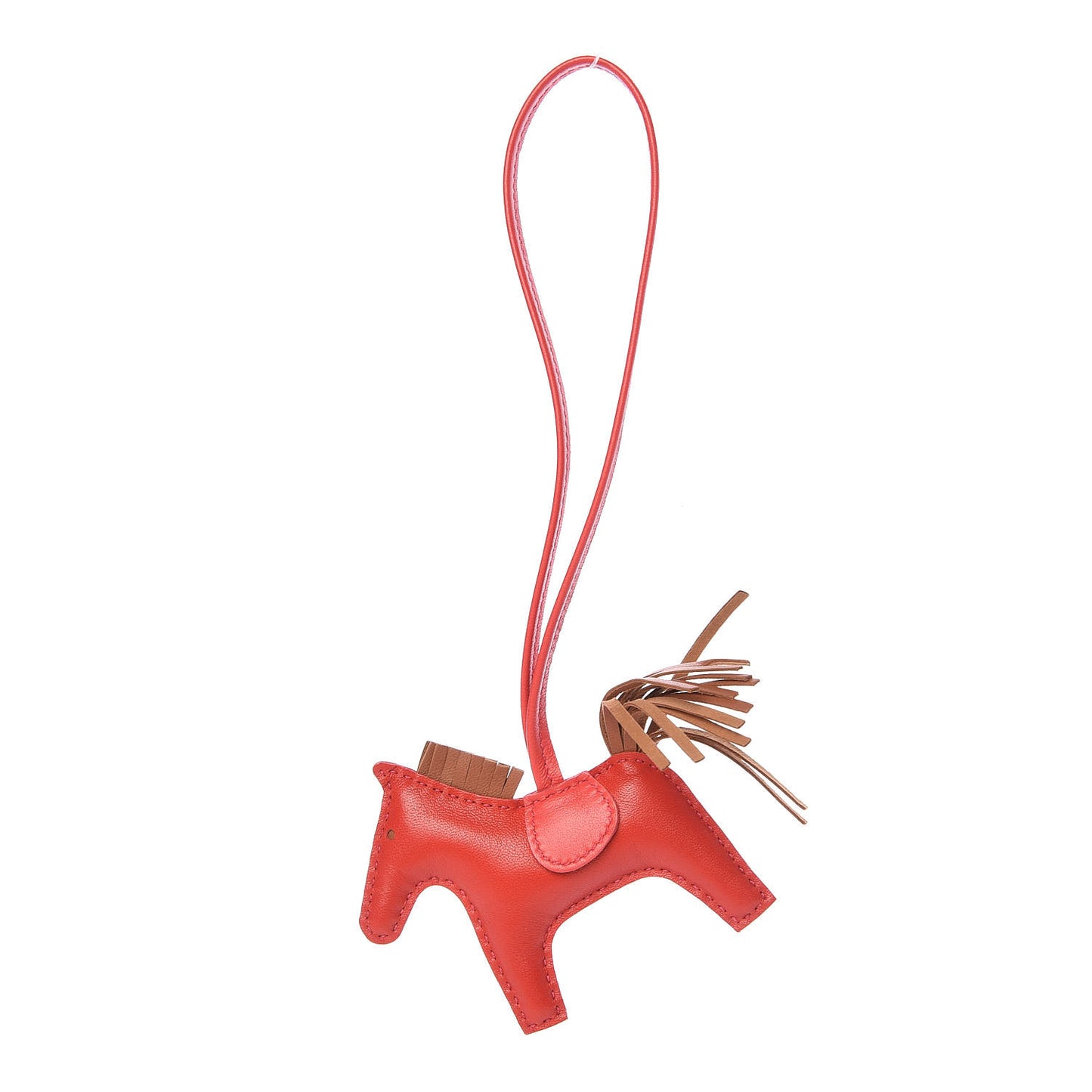 Milo Lambskin Grigri Rodeo Horse Bag Charm PM Rouge Indien Gold Bougainvillea