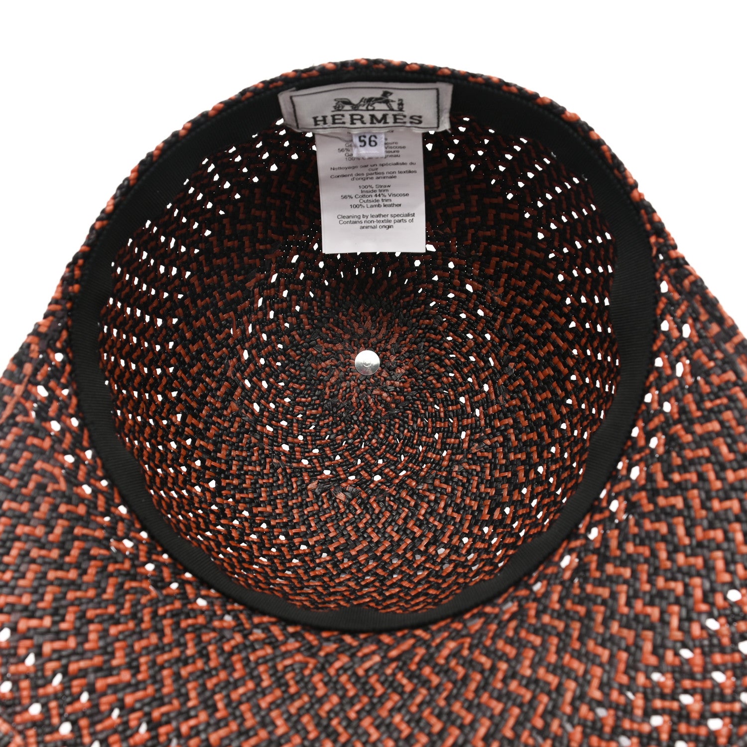 Hermes Panama Straw Chapeau Tanzanie Canna Hat 56 Terracotta Black 7 of 8