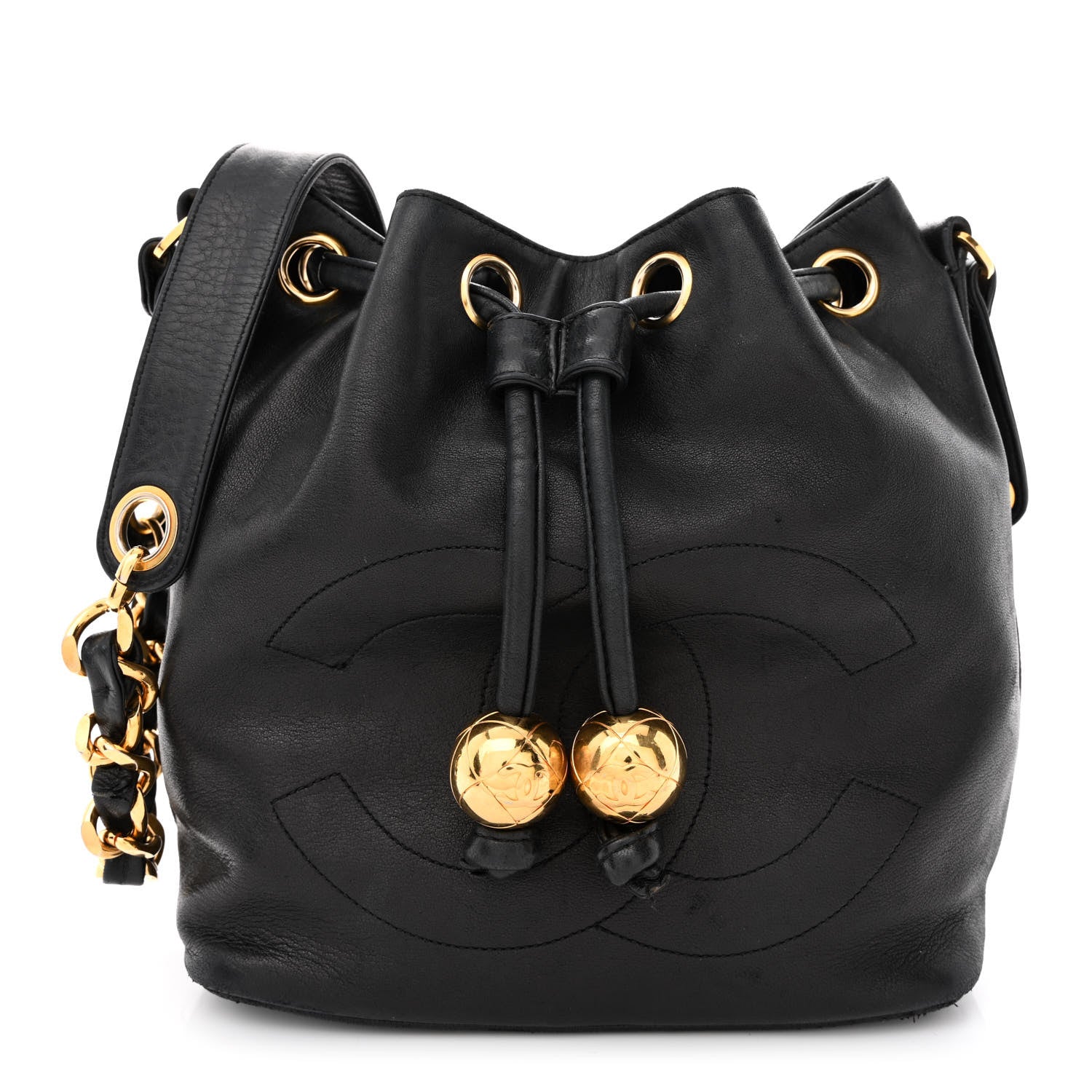 Chanel Lambskin CC Drawstring Bag Black 2 of 18