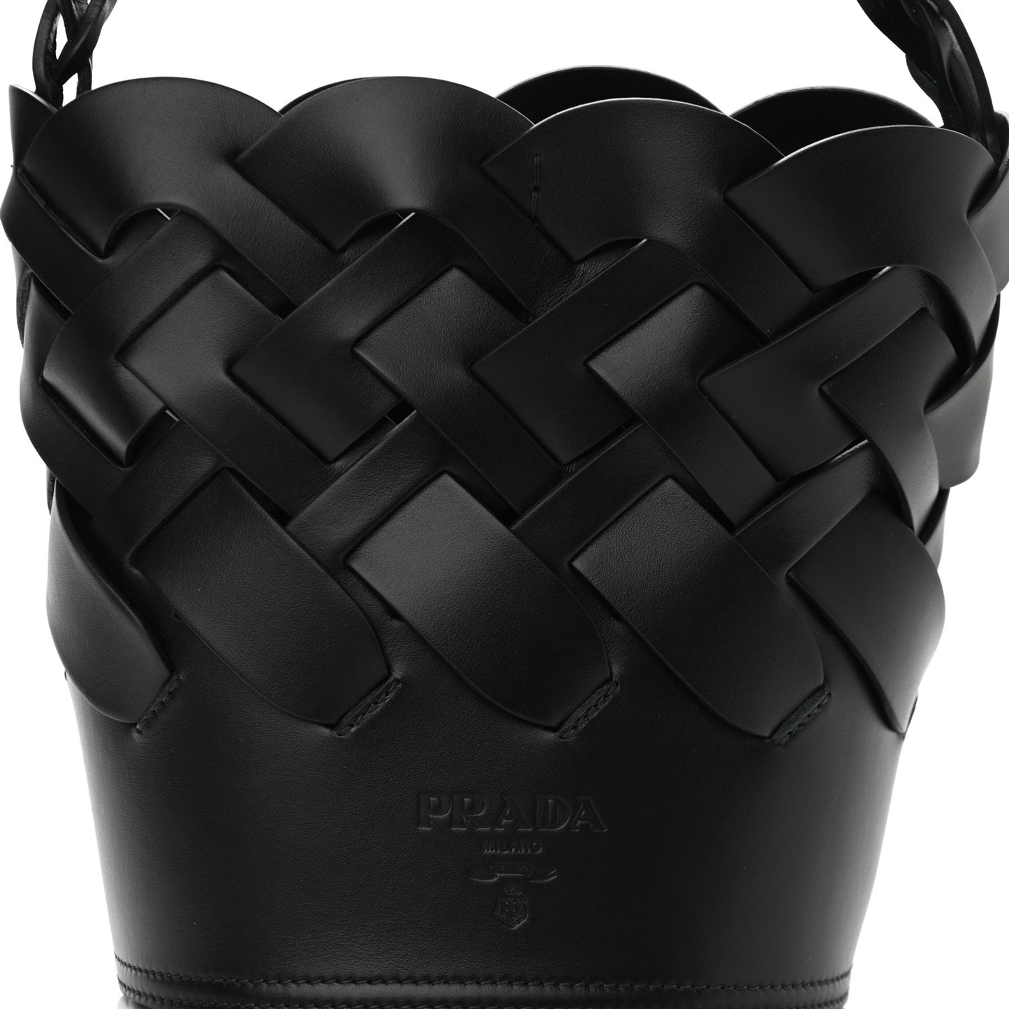 Vitello Intreccio Bucket Bag Black