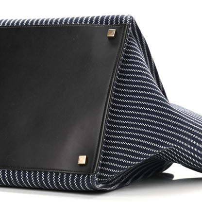 Celine Cotton Canvas Striped Medium Phantom Luggage Navy White 10 of 12