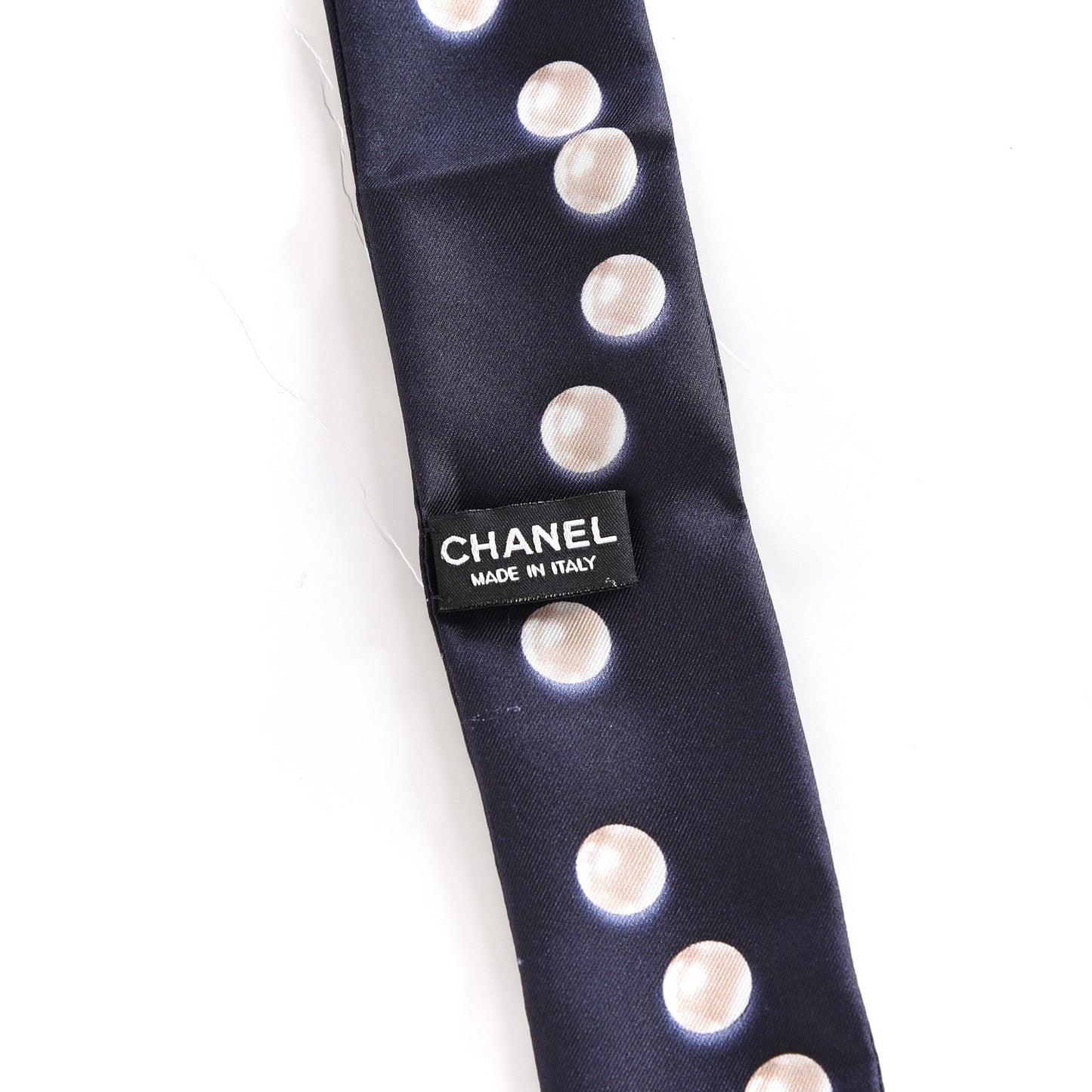 Silk Pearl CC Slim Bandeau Scarf Navy