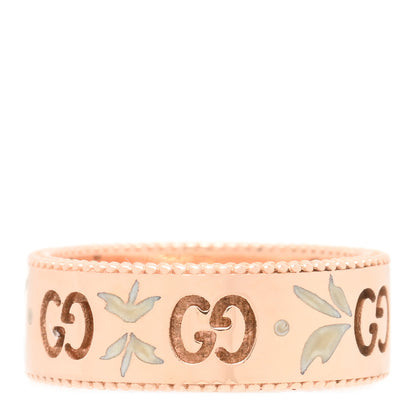 Gucci 18K Rose Gold Enamel 6mm Icon Blooms Ring 46 3.75 1 of 5