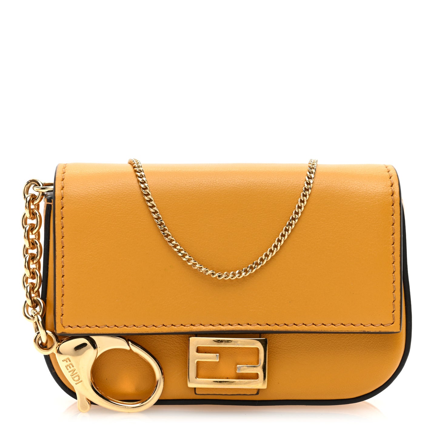 Vitello Century Opaco Nano Baguette Belt Charm Zucca Oro Soft